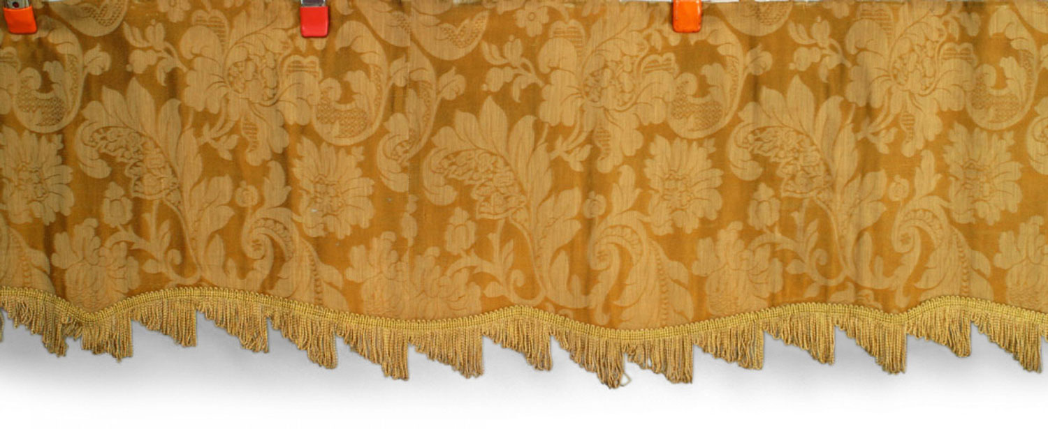 Gold damask fringe valance