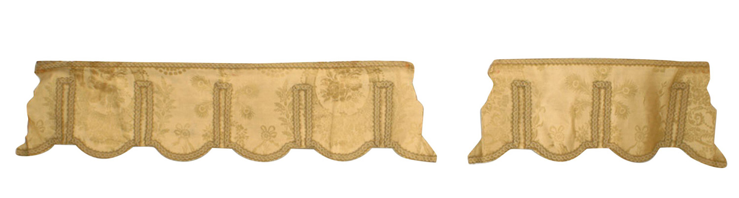 Gold damask drapery valance