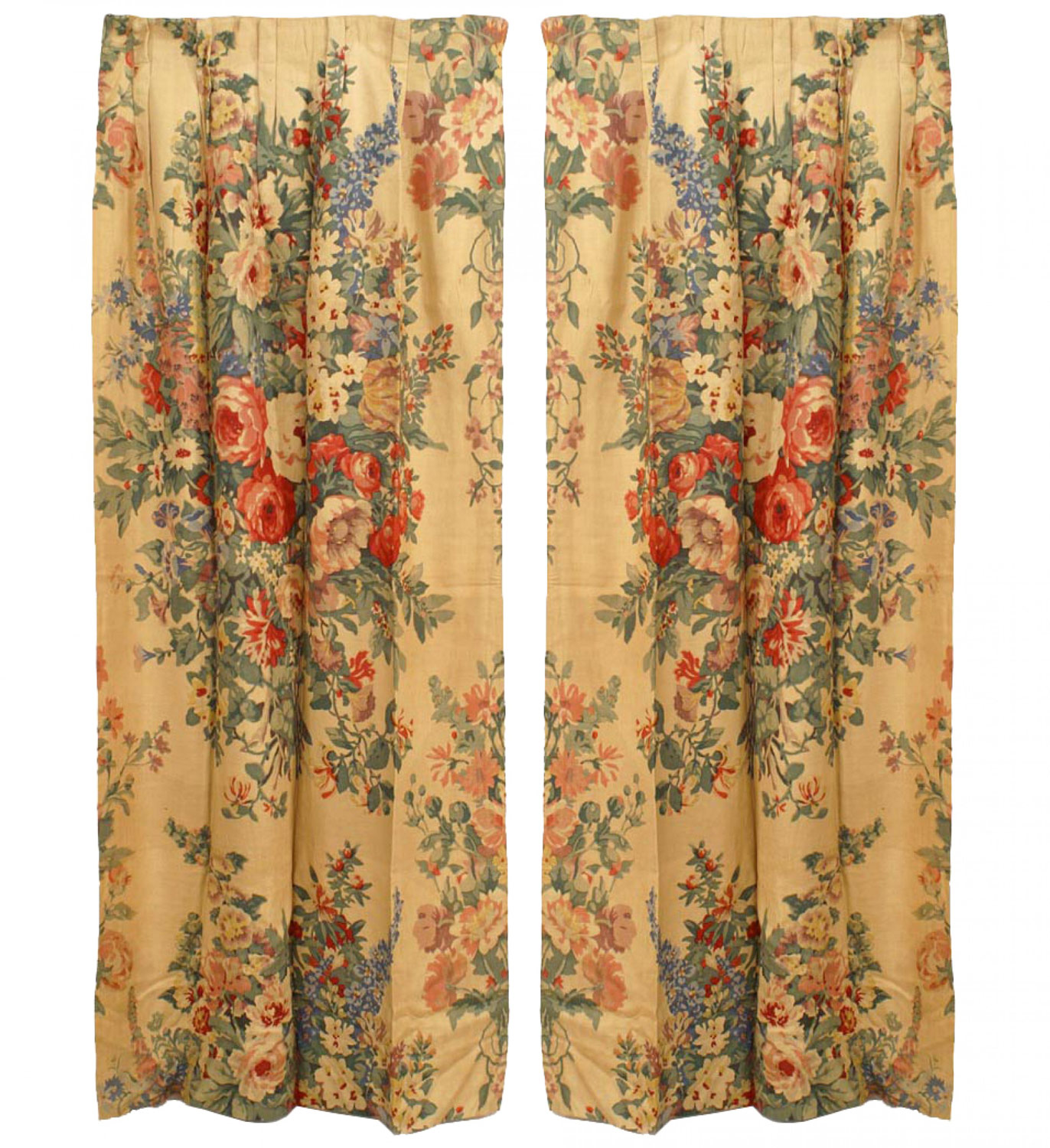 Printed peony floral linen drapes 1