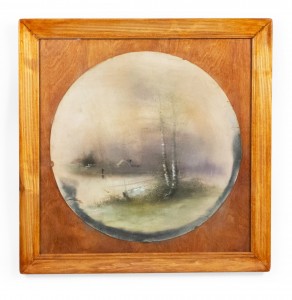 American victorian landscape of birch trees with house