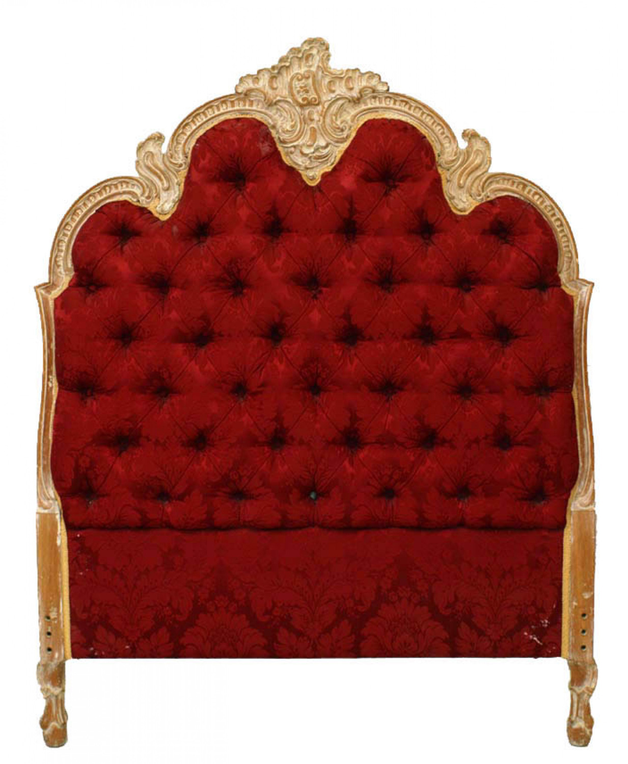 French louis xv red and gold twin headboard