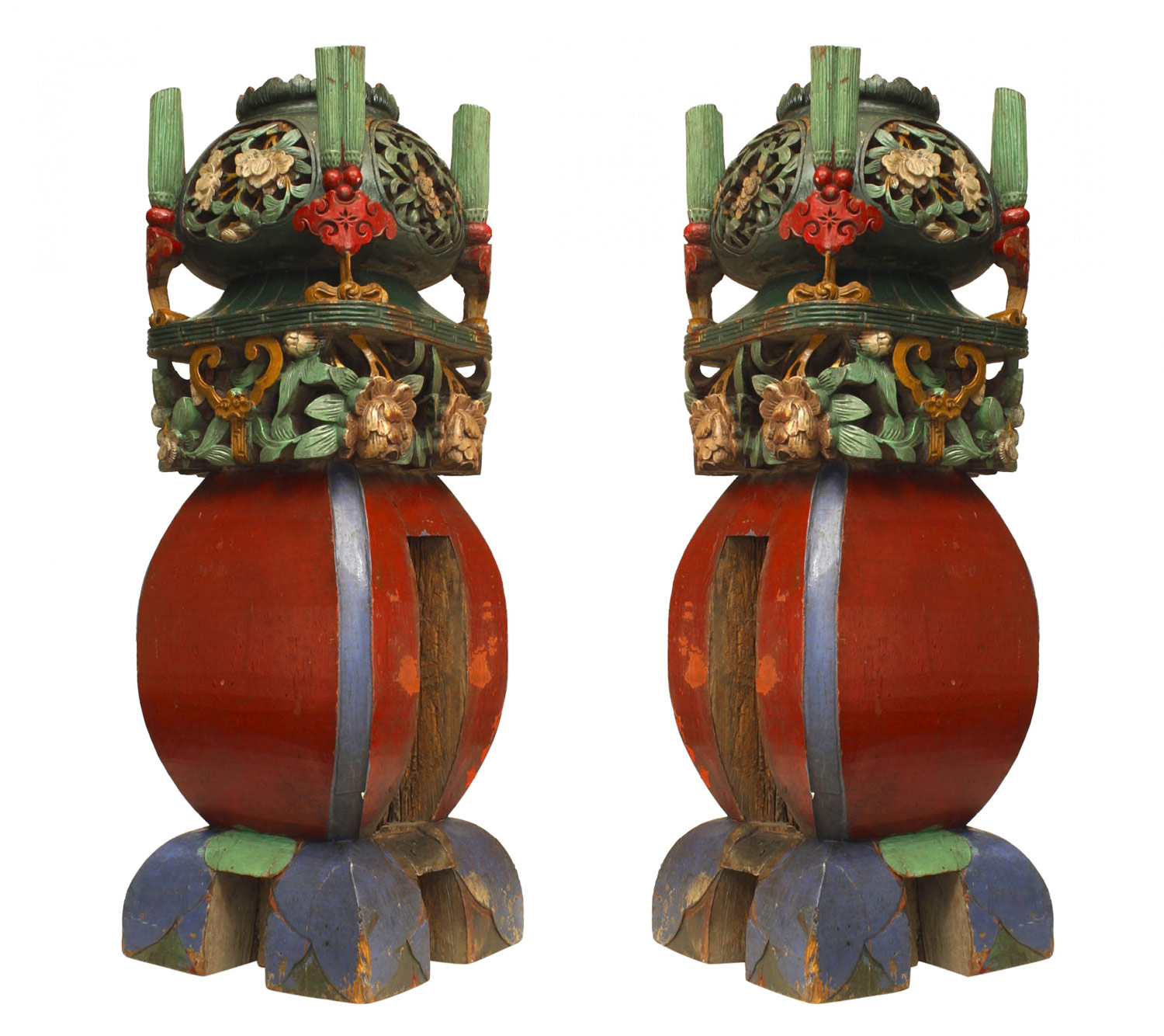 Chinese garden seat newel posts 1