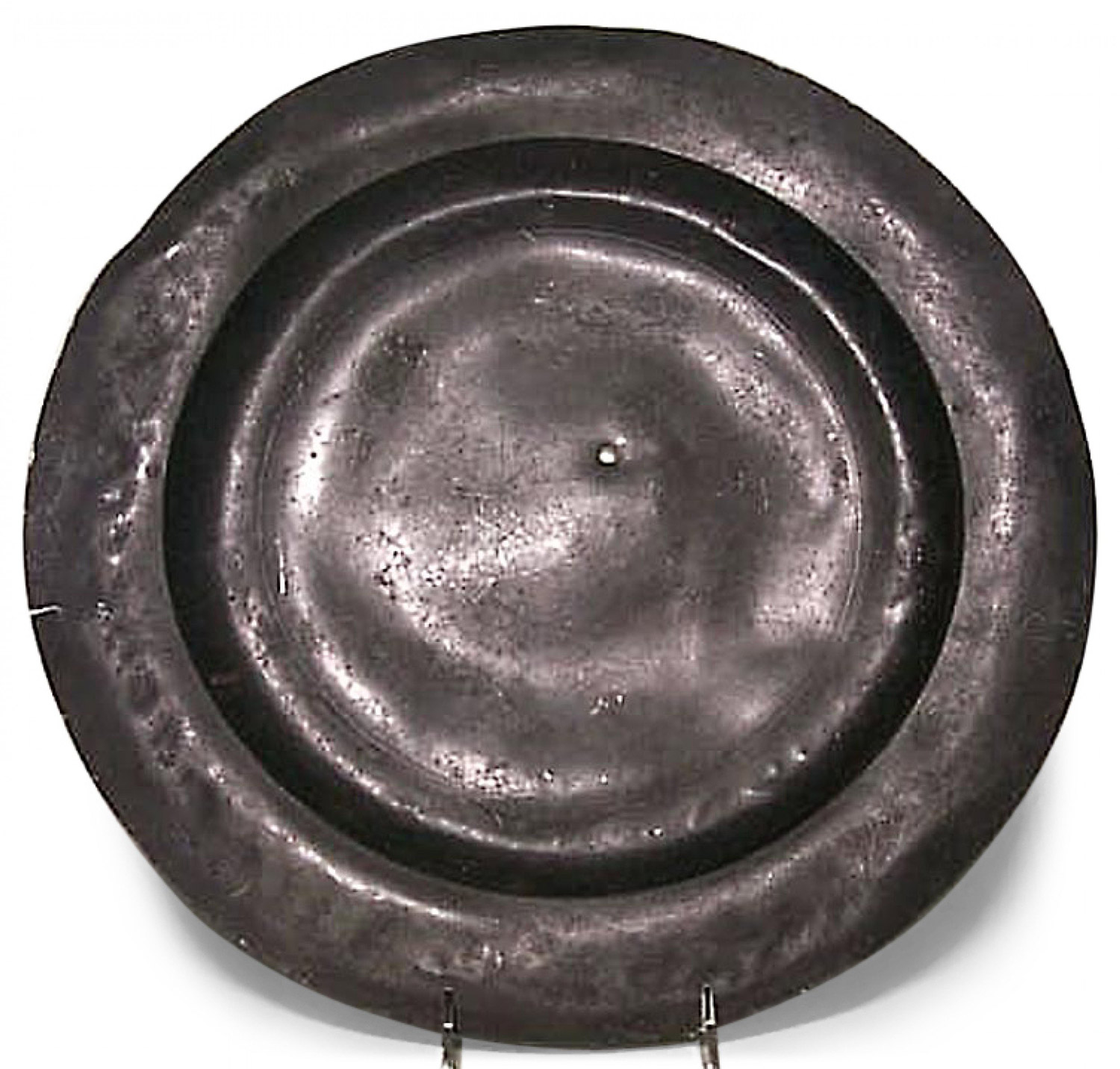 Pair of english renaissance style pewter serving platters 2