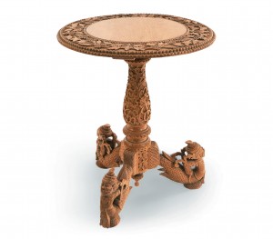 Asian burmese stripped teak base table 1