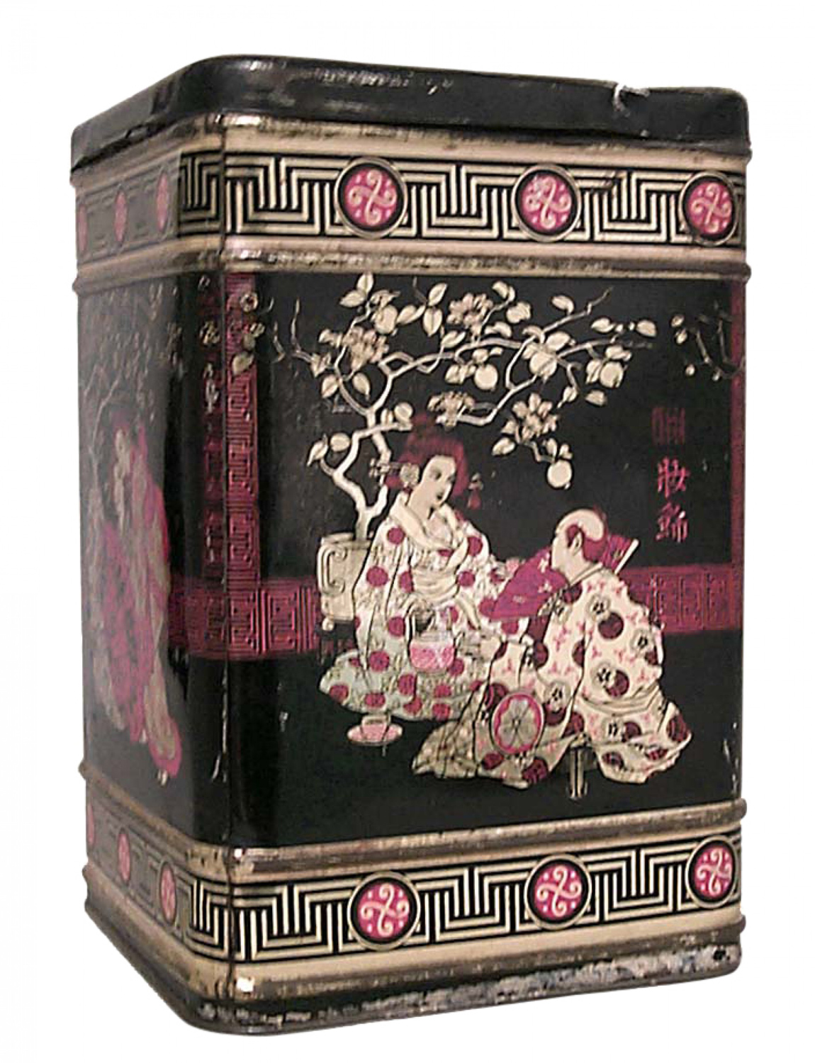 English chinoiserie tole tea canister