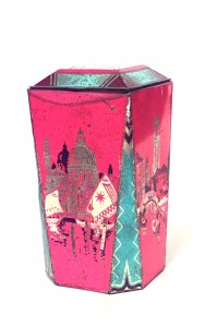 English red tole tea cannister