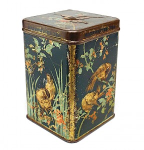 English tole Bird tea canister