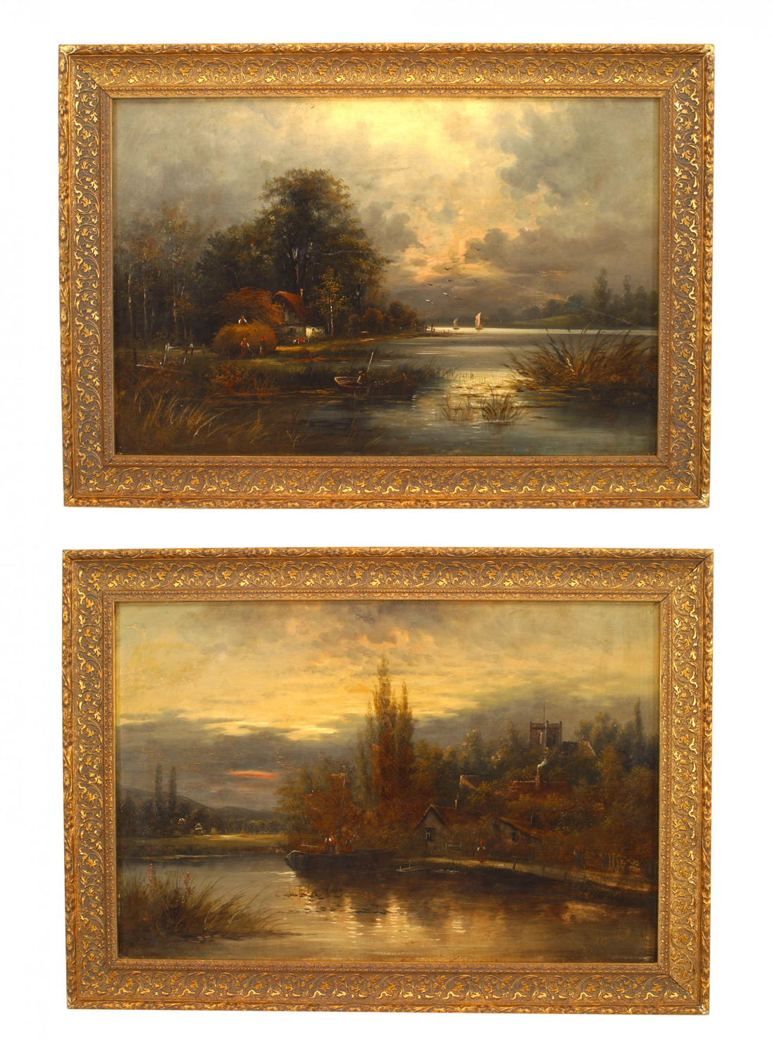 English victorian landscape of lake house
