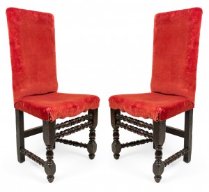 English renaissance red velvet chairs 1