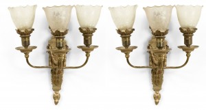French victorian style bronze wall sconces