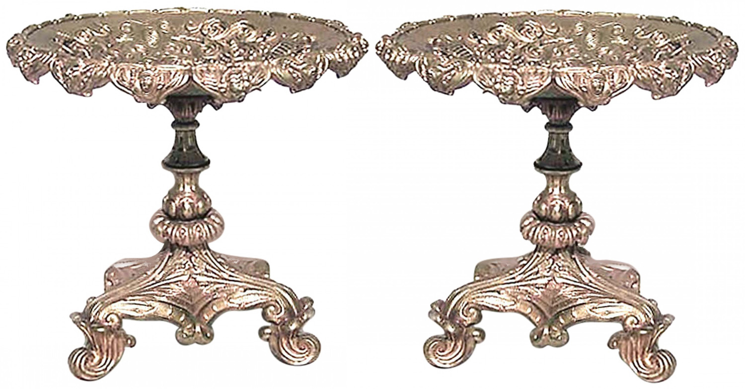 Pair of french louis xv style bronze dore compotes