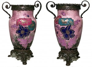 Pair of french victorian porcelain vases