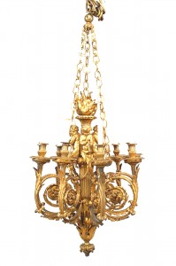 French louis xvi style bronze dore cupid chandelier 3