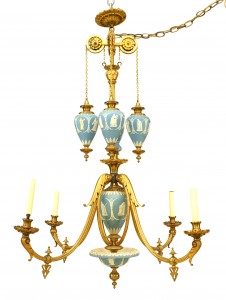 English adam style wedgwood bronze dore chandelier