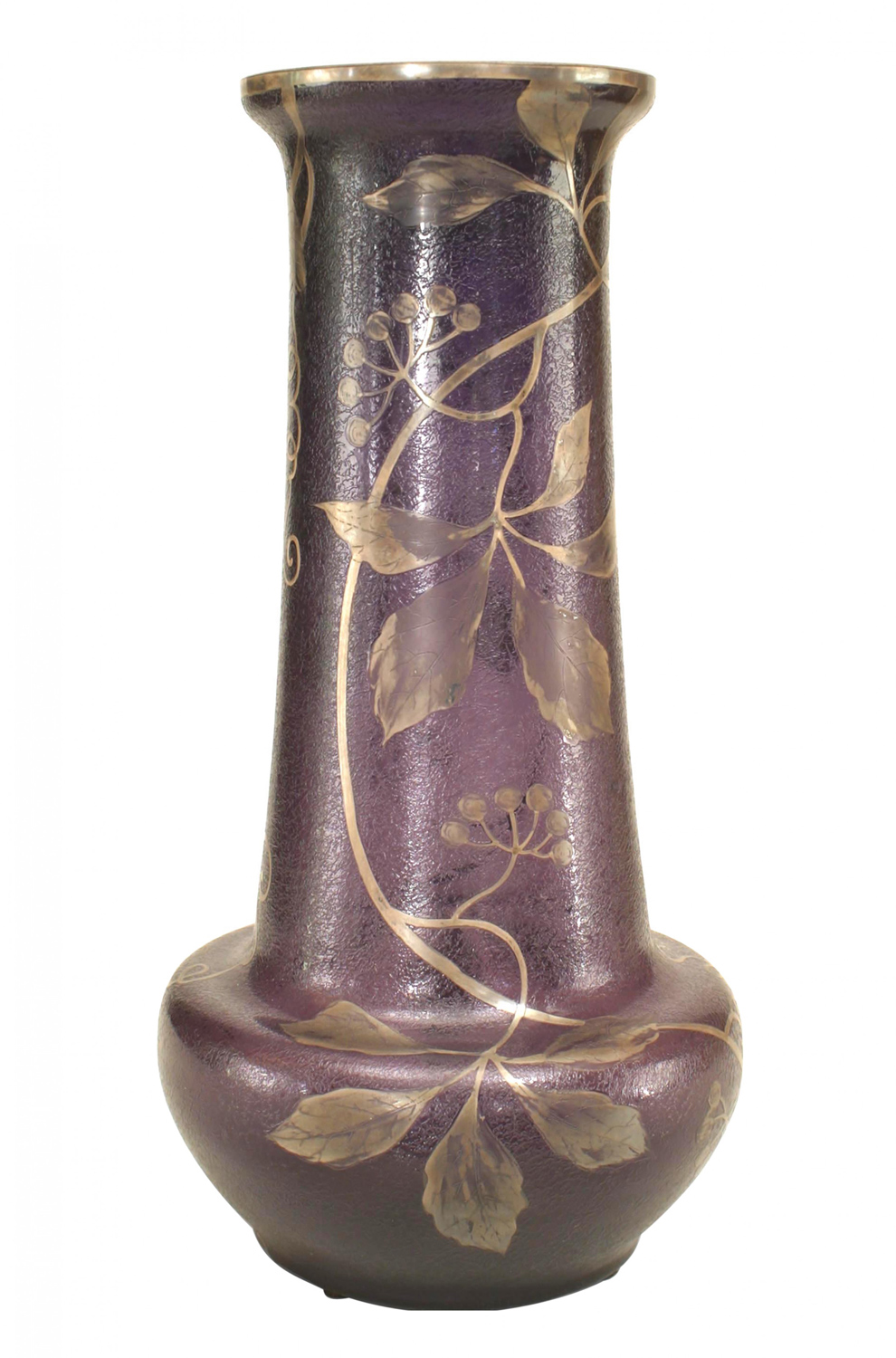 French victorian purple and silver glass vase