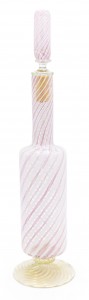 Italian murano pink and white glass decanter