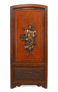 Chinese rosewood and brass door panel 1