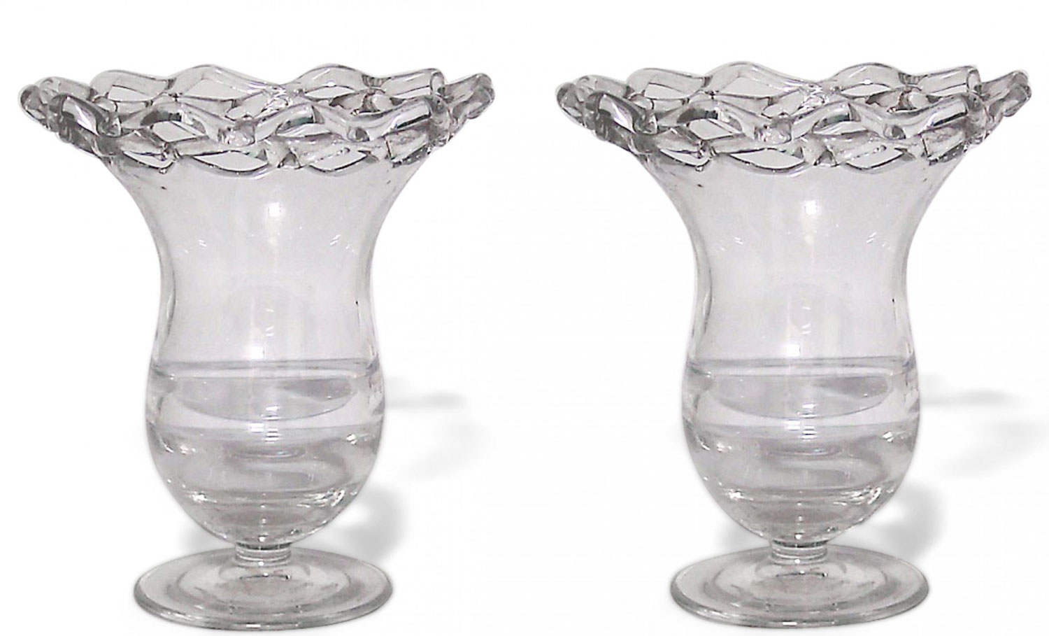 Pair of english victorian glass filigree urns