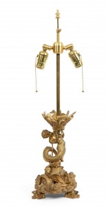 French louis xv bronze dore table lamp
