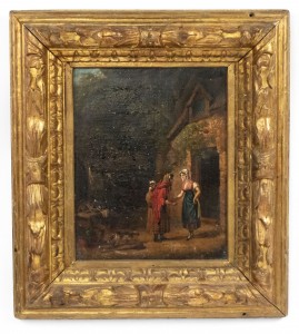 Victorian oil painting of 3 women man