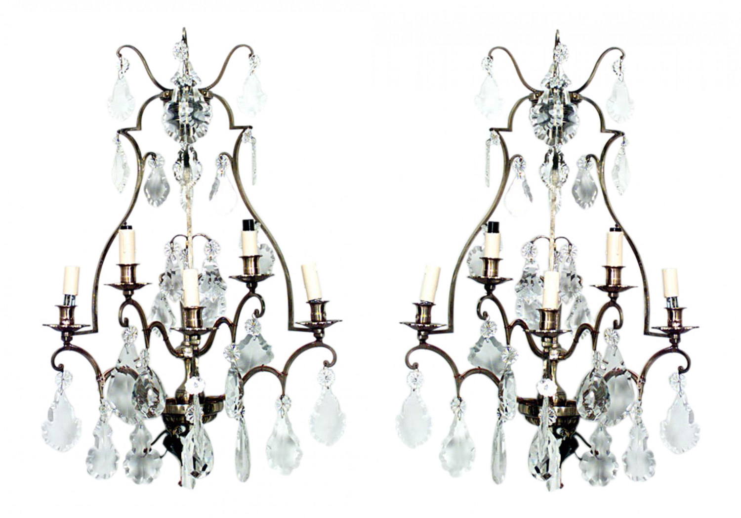 French louis xv cut glass wall sconces