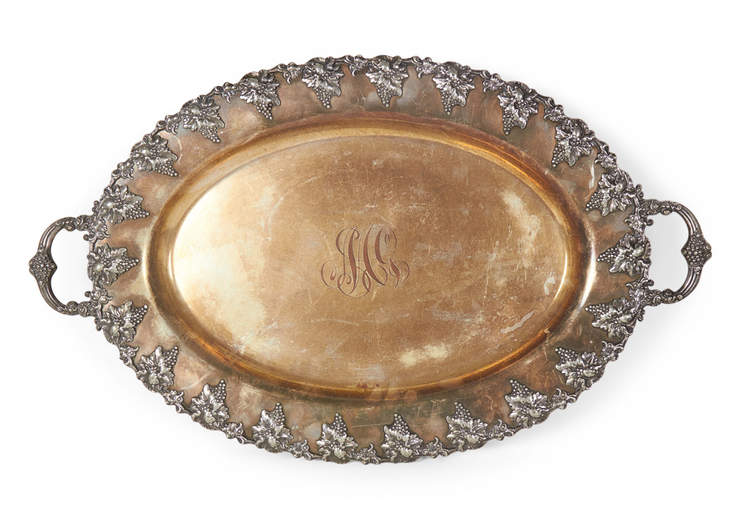 English victorian silver plate tray 13
