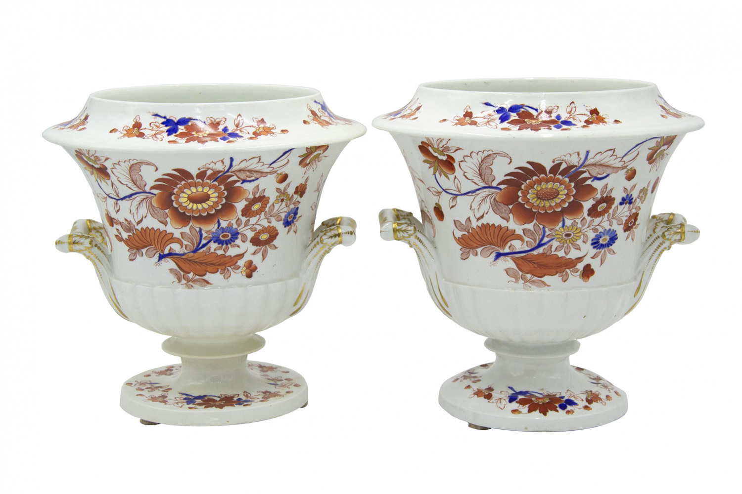 Pair of german lowenstaff floral porcelain urns 1