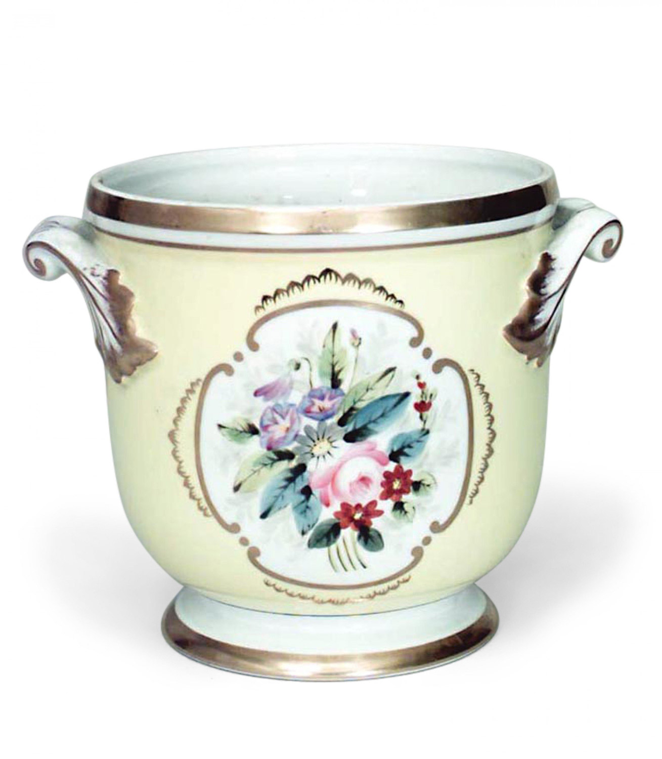 French victorian floral porcelain pot