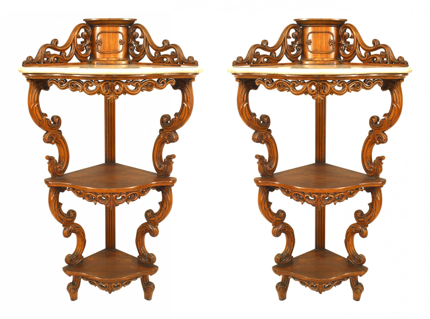 Victorian rosewood corner hanging etageres 1