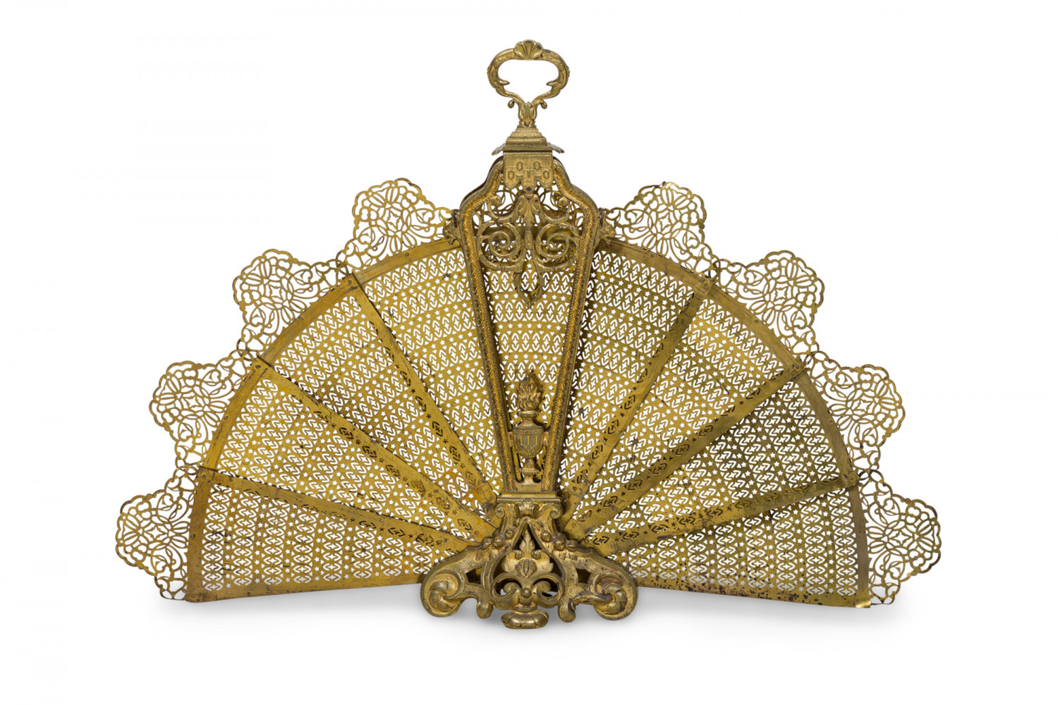 French victorian brass fan fire screen 1