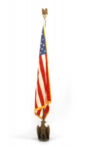 American federal style flag with brass pole and stand