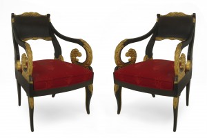 Russian neoclassic painted arm chairs