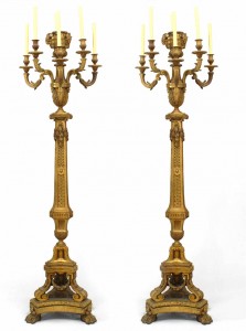 French louis xvi style bronze floor torchieres 1