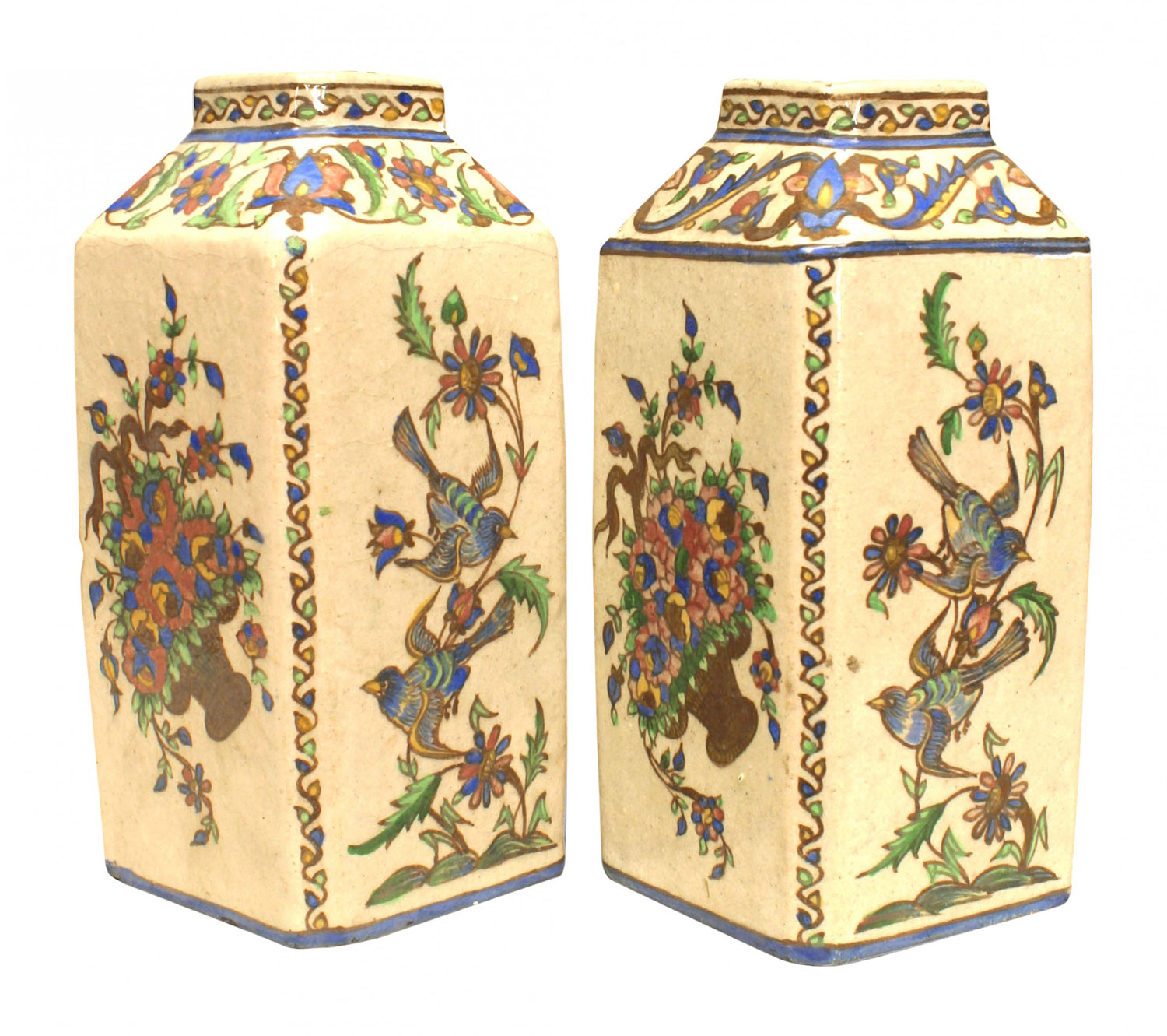 Pair of persian style floral ceramic vases 1