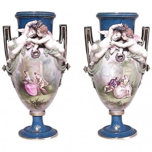Pair of french victorian louis phillipe porcelain vases