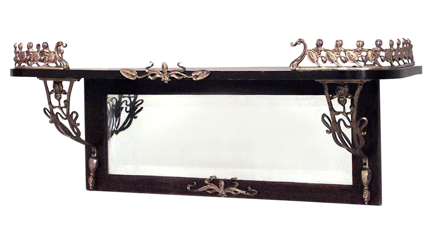 Art nouveau mahogany wall shelf