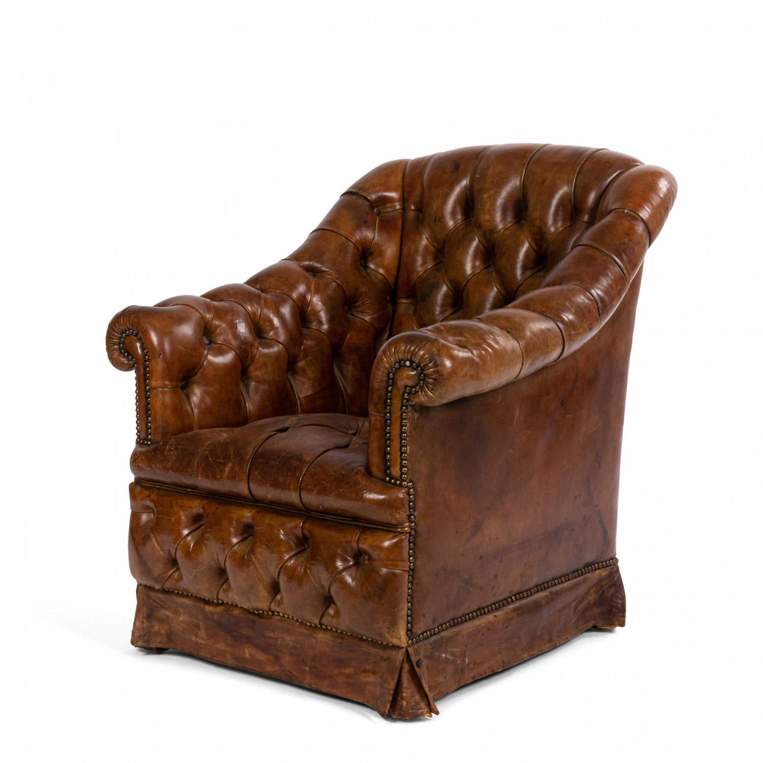 Victorian tufted leather club chair