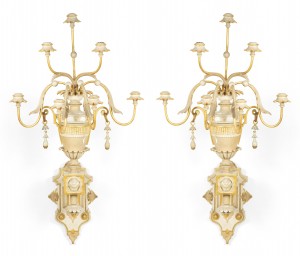 French victorian white painted and gilt wall sconces 1