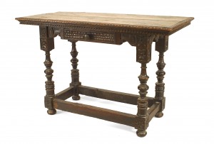 English renaissance walnut console table 1