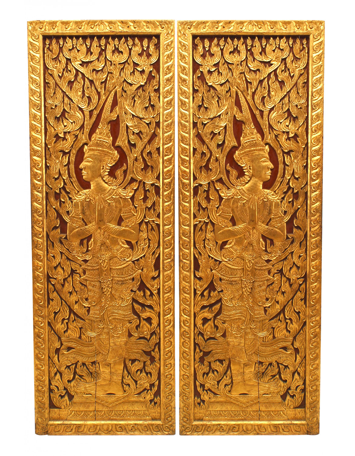 Thai painted and carved door panels