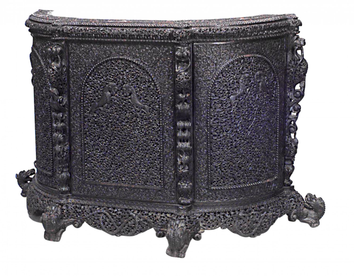 Burmese rosewood demilune sideboard