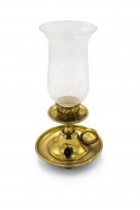 American country style brass candlestick with hurricane shade