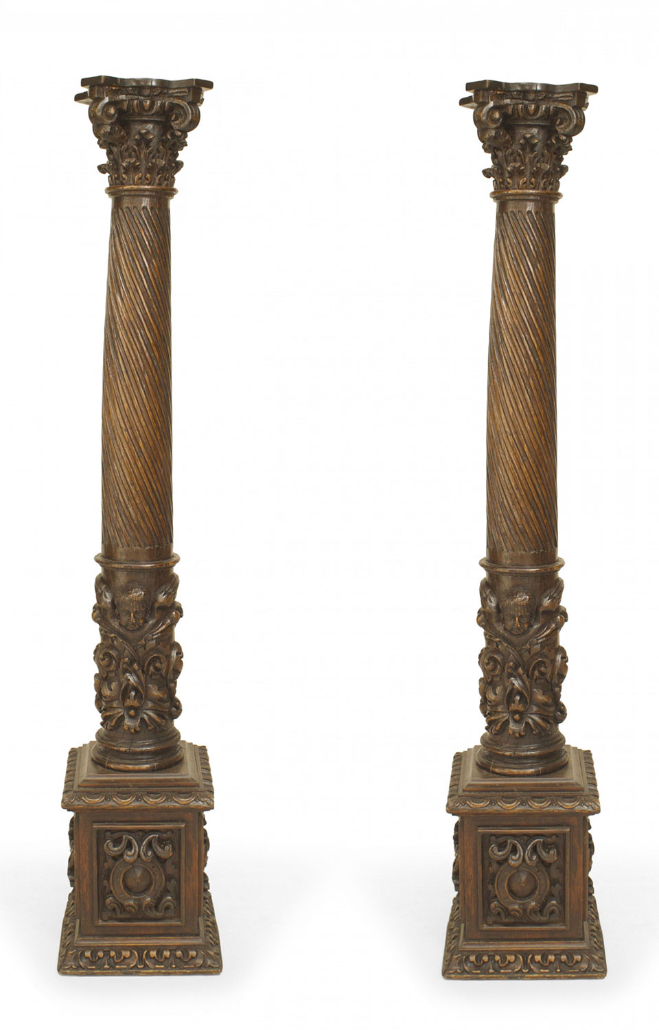 Pair italian renaissance walnut pedestals 1