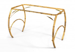 Faux bamboo gilt and glass coffee table