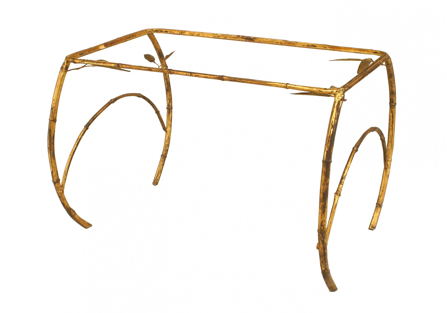 Faux bamboo gilt and glass coffee table 2