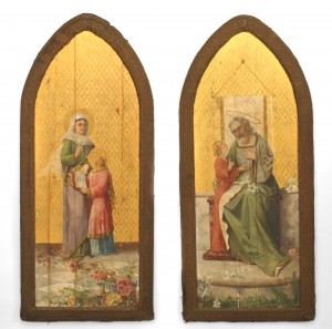English gothic revival gilt wall plaques 1