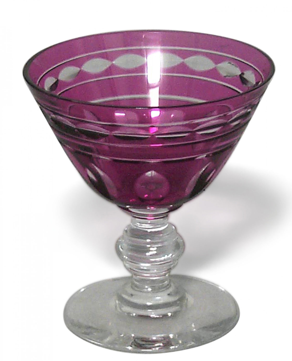 Set of 8 american victorian ruby crystal wine glasses