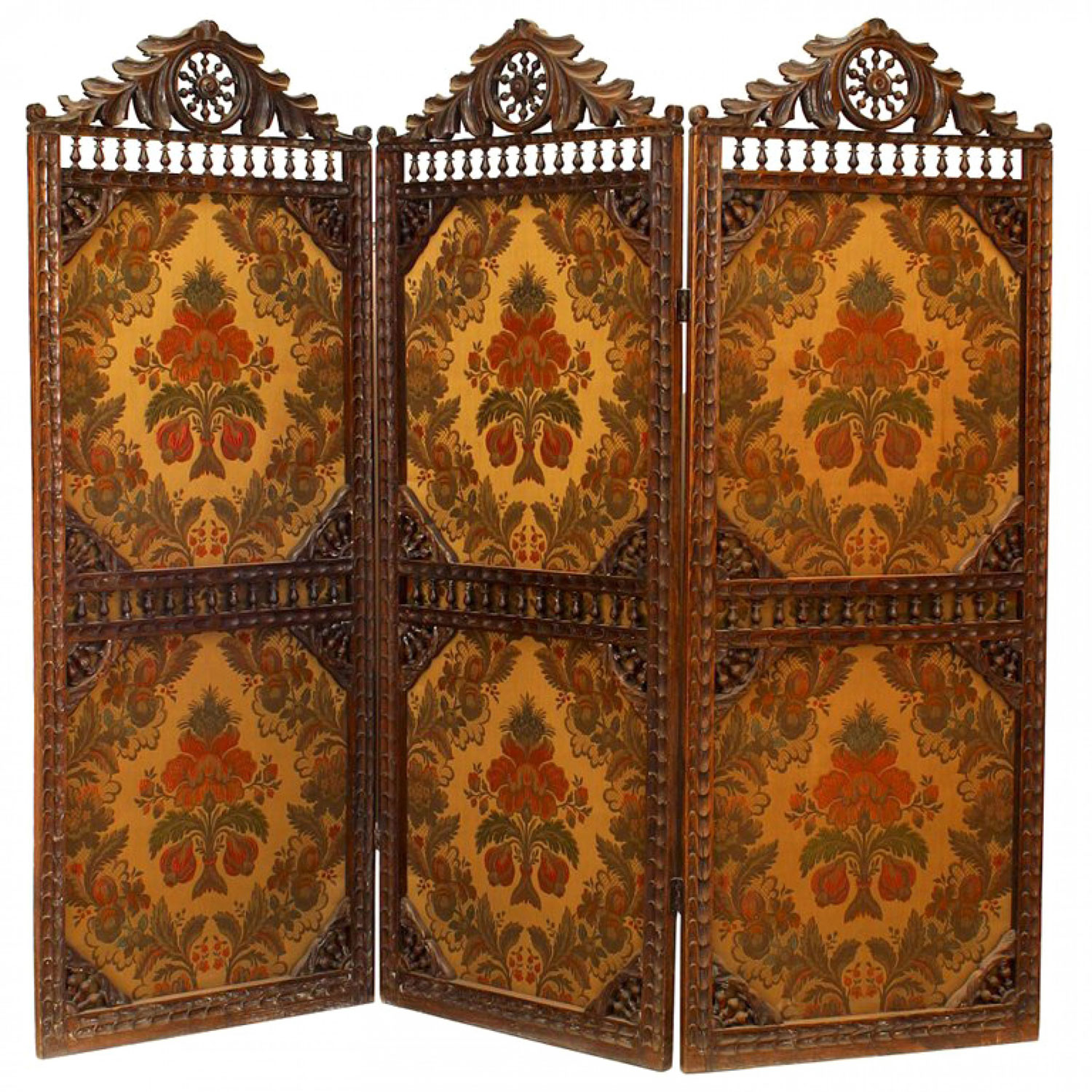 English victorian walnut 3 fold screen