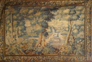 Belgian style aubusson tapestry of forest scene