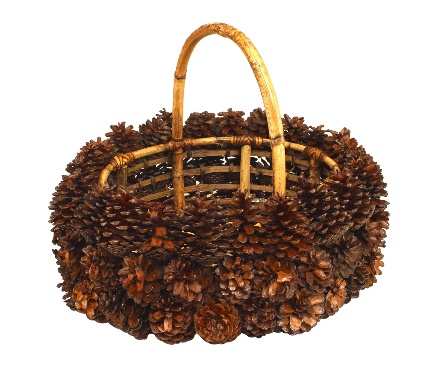 Rustic adirondack pine cone basket 1
